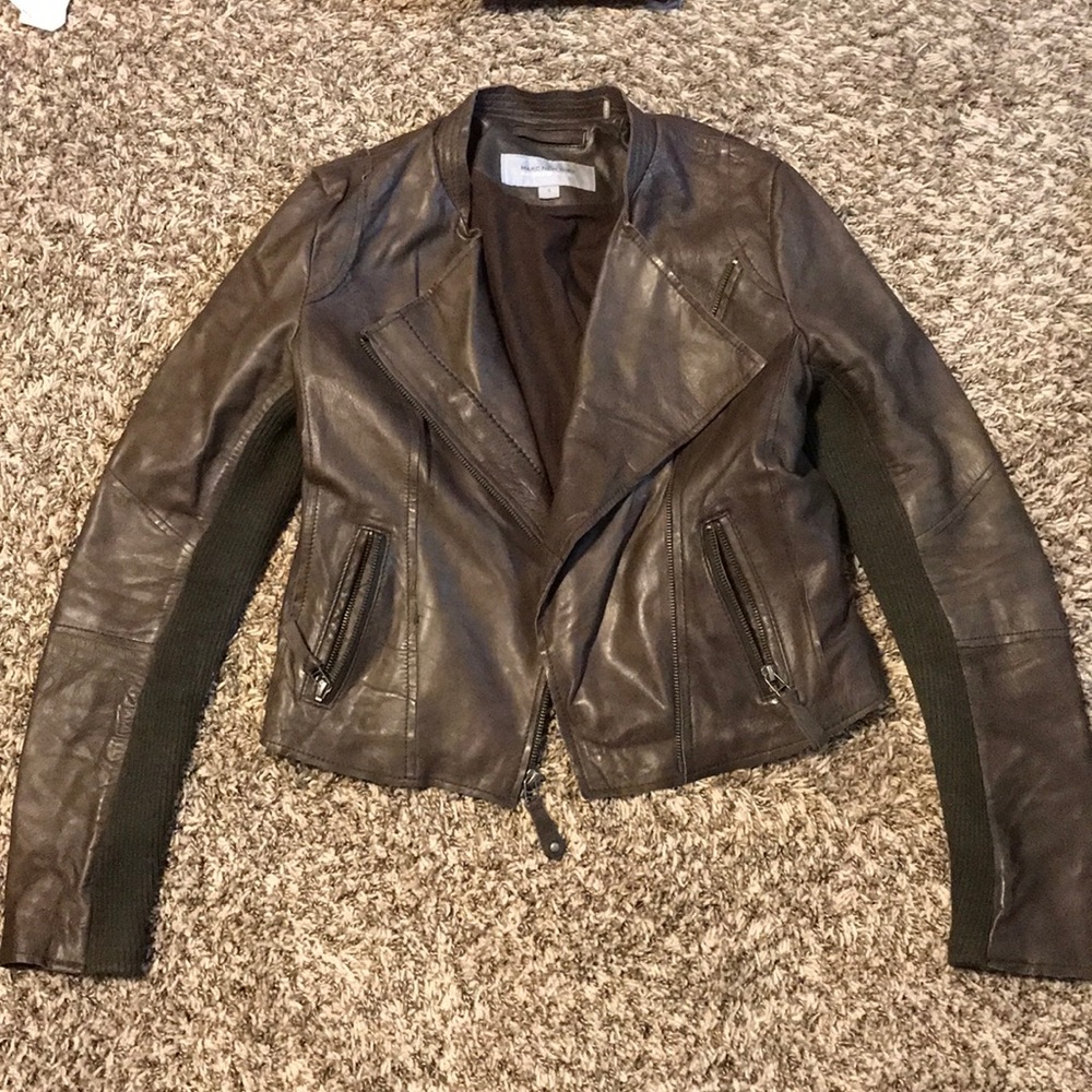 Marc New York genuine leather brown jacket size S